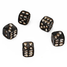 Load image into Gallery viewer, Black Gold Skull Dice 5pcs  Set
