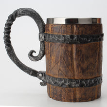 Load image into Gallery viewer, Wooden Barrel Stainless Steel Beer Mug
