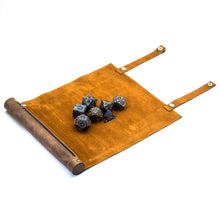 Load image into Gallery viewer, Leather Dice Rolling Mat / Dice Holder &amp; Random 7 Pcs DND Dice

