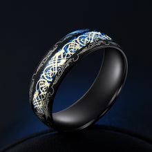 Load image into Gallery viewer, Stainless Steel Carbon Fiber Black Dragon Inlay Rings

