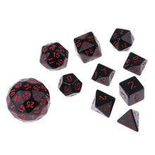Load image into Gallery viewer, Black Beauties - 10 Pieces Acrylic Polyhedral Dice Set
